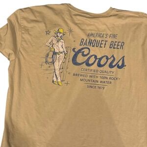 Coors Banquet Beer Cowgirl Graphic T-Shirt Tan Western XL Mens Womens